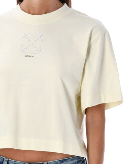 Shop Off-white Arrow Pearls T-shirt In Beige/black