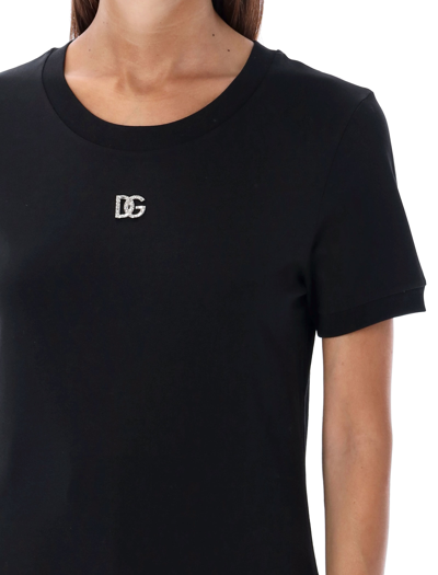 Shop Dolce & Gabbana Strass Logo T-shirt In Black