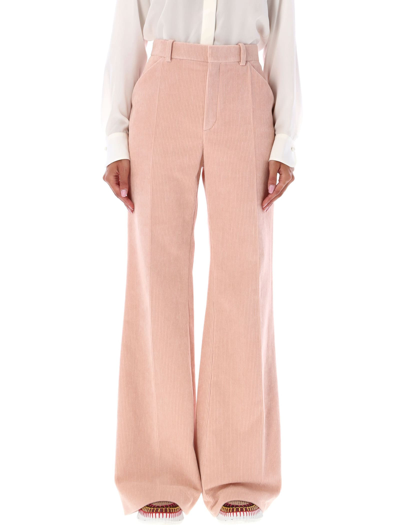 Shop Chloé Velvet Pants In Misty Pink