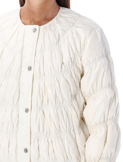 Shop Chloé Quilted Down Jacket In Biege White