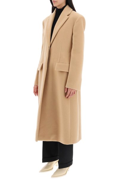Shop Jil Sander Tailored Coat In Virgin Wool In Hazel (beige)