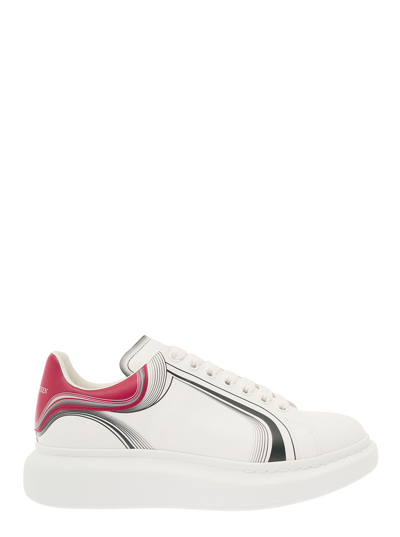 Shop Alexander Mcqueen White Sneakers With Oversized Sole And Graphc Details In Leather Man