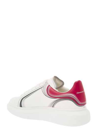 Shop Alexander Mcqueen White Sneakers With Oversized Sole And Graphc Details In Leather Man
