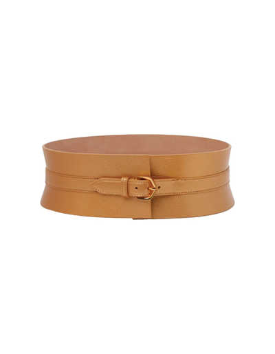 Shop Alaïa Neo Bustier Belt In Copper Leather In Marrone