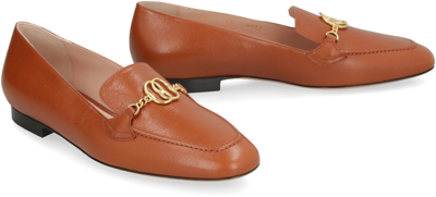 Shop Bally Obrien Leather Loafers In Brown