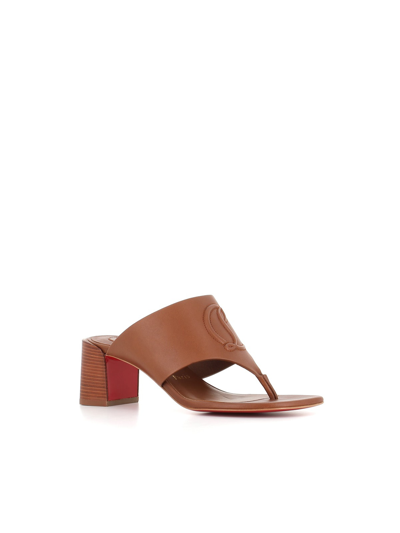Shop Christian Louboutin Flip-flop Cl Tongamule 55mm In Leather