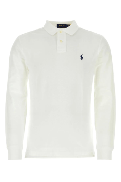 Shop Polo Ralph Lauren White Piquet Polo Shirt In Bianco