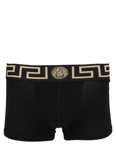 Shop Versace Logo Boxer Shorts In Black