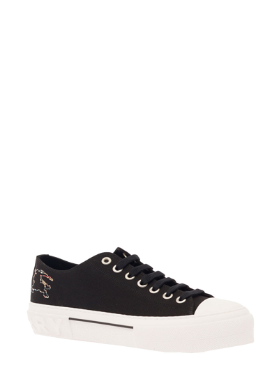 Shop Burberry Monochrome Sneaker With Drawing Detail At The Back In Cotton Man In Black