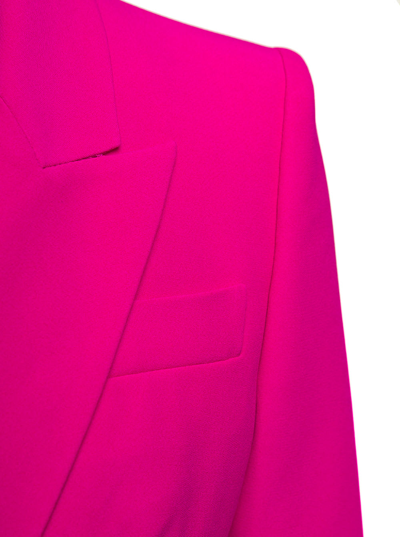 Shop Alexander Mcqueen Fuchsia Single-breasted Jacket With Peaked Revers In Viscose Blend Woman In Pink