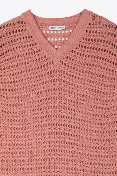 Shop Cmmn Swdn Crochet Vest Cut In A Relaxed Fit In 100% Cotton Pink Cotton Crochet Vest - Trace In Rosa