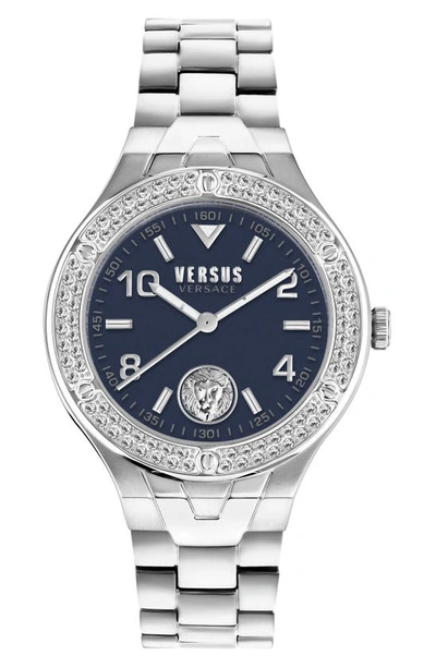 Shop Versus Vittoria Crystal Bracelet Watch, 38mm In Stainless Steel/ Blue