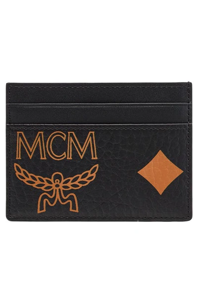 Shop Mcm Mini Aren Visetos Coated Canvas Card Case In Black