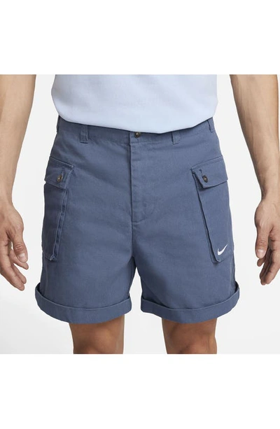 Shop Nike Woven P44 Cargo Shorts In Diffused Blue/ White
