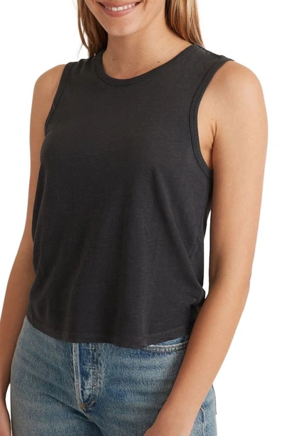 Marine Layer Crop Hemp & Cotton Tank In Faded Black