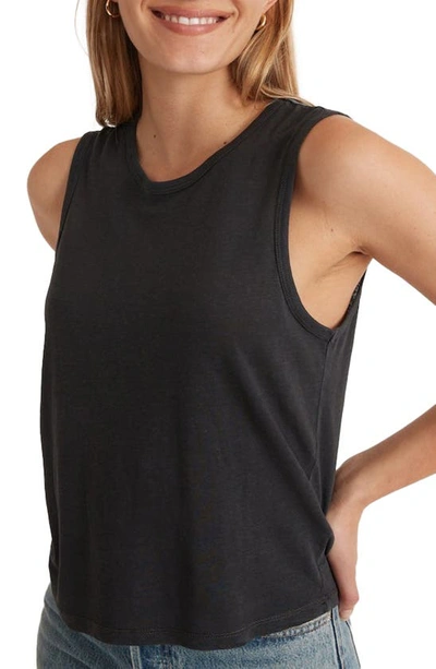 Marine Layer Crop Hemp & Cotton Tank In Faded Black