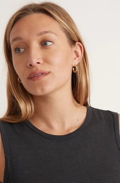 Marine Layer Crop Hemp & Cotton Tank In Faded Black