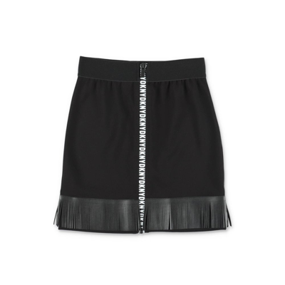 Shop Dkny Kids High Wais Fringed Logo In Black