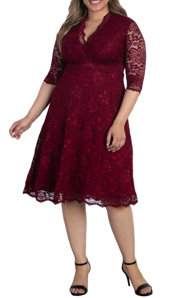 Shop Kiyonna Mademoiselle Lace A-line Dress In Pinot Noir