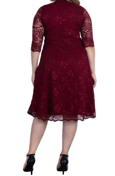 Shop Kiyonna Mademoiselle Lace A-line Dress In Pinot Noir