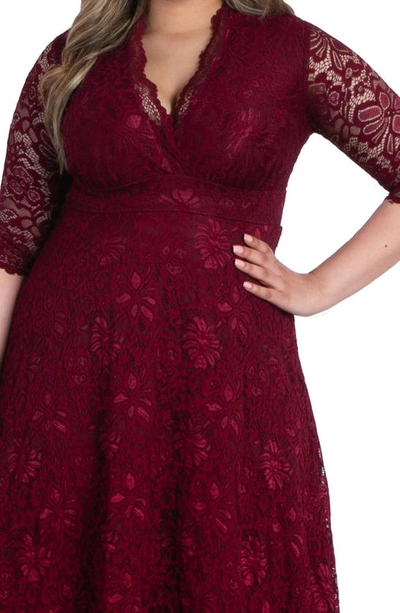 Shop Kiyonna Mademoiselle Lace A-line Dress In Pinot Noir