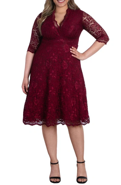 Shop Kiyonna Mademoiselle Lace A-line Dress In Pinot Noir