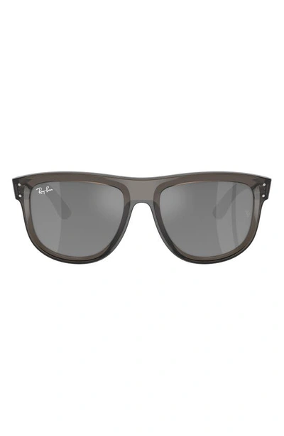 Shop Ray Ban Boyfriend Reverse 56mm Square Sunglasses In Transparent Dark Grey