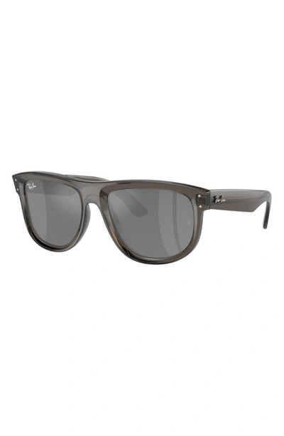 Shop Ray Ban Boyfriend Reverse 56mm Square Sunglasses In Transparent Dark Grey
