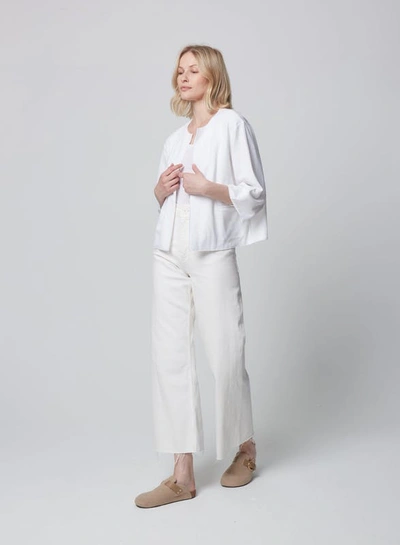 Shop Majestic Linen Open Cardigan Jacket In White