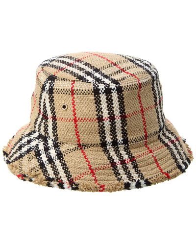Shop Burberry Vintage Check Boucle Wool-blend Bucket Hat In Beige