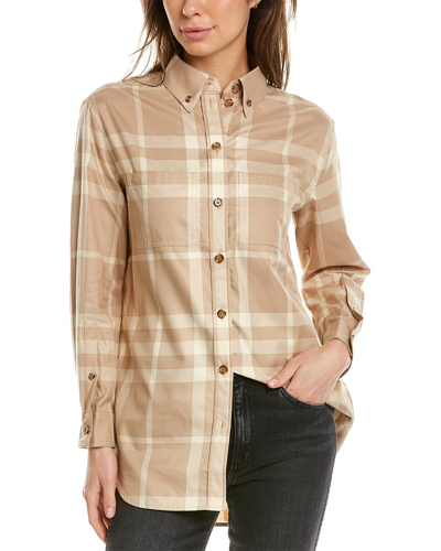 Shop Burberry Button-down Collar Check Shirt In Brown