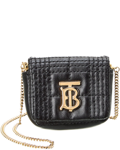 Shop Burberry Lola Quilted Leather Airpods Pro Case On Chain In Black