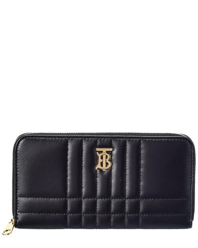Shop Burberry Lola Quilted Leather Zip Around Wallet In Black