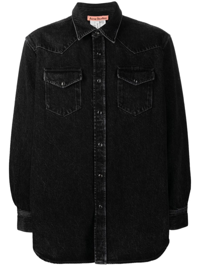 Shop Acne Studios Shirt Jacket In Black