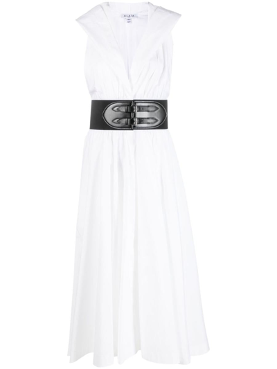 Shop Alaïa Cotton Shirt Dress In White