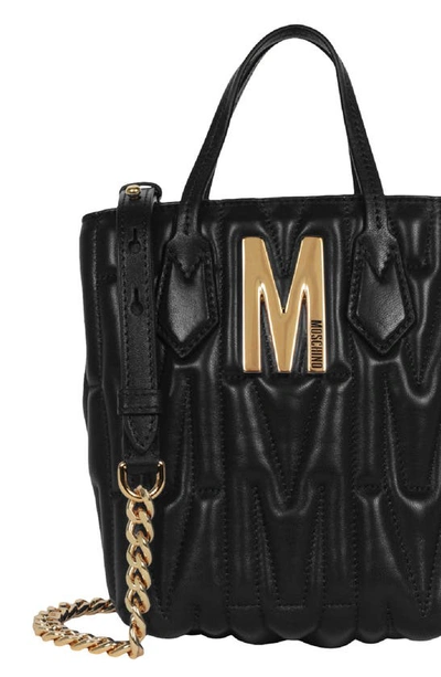 Shop Moschino Quilted Leather Satchel Bag In Black