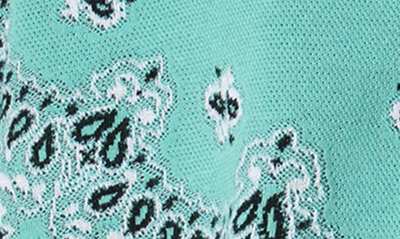 Shop Amiri Bandana Crop Cotton Piqué Cardigan In Teal-egyptian Cotton