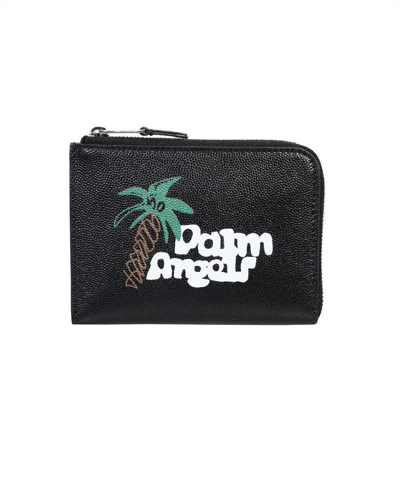 Shop Palm Angels "sketchy" Zip Card Holder In Black