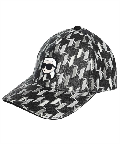 Shop Karl Lagerfeld K/ikonik Monogram Cap In Black
