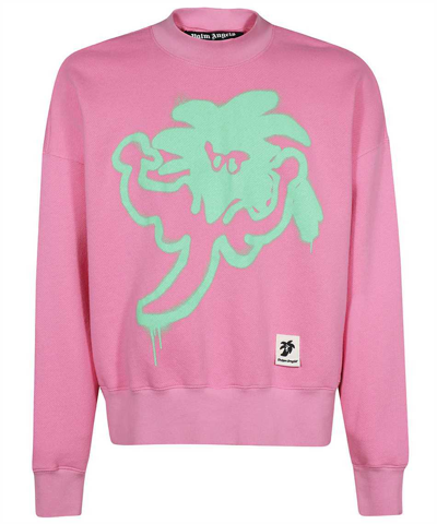 Shop Palm Angels "viper" Classic Crewneck Sweatshirt In Pink