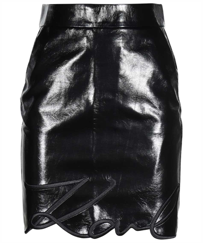 Shop Karl Lagerfeld Patent Faux-leather Mini Skirt In Black