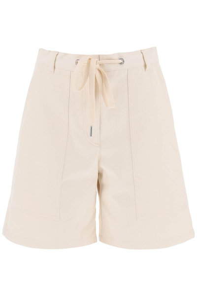 Shop Moncler Basic Cotton Drill Shorts In Beige