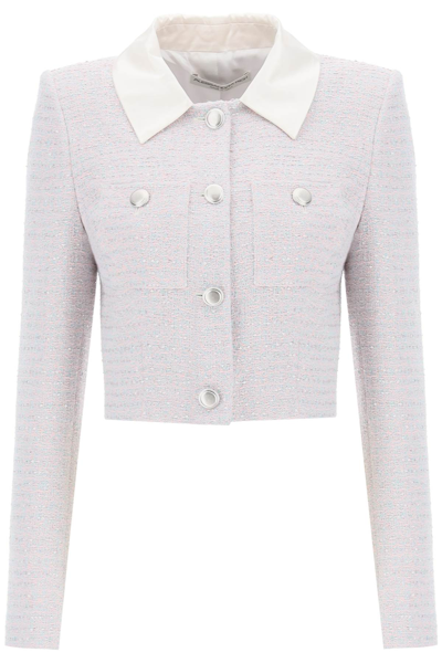 Shop Alessandra Rich Cropped Jacket In Tweed Boucle' In Multi-colored