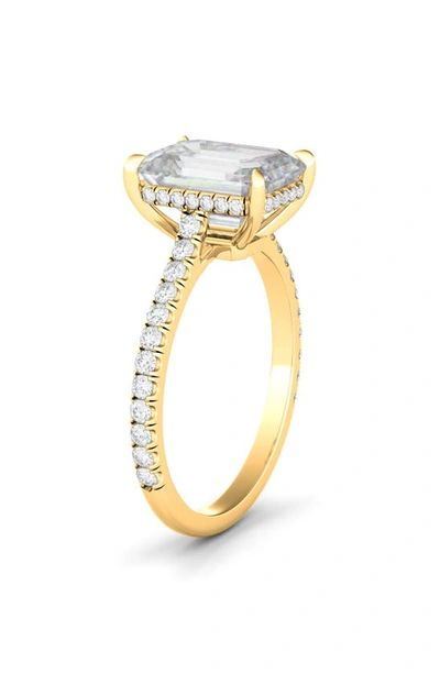 Shop Hautecarat Emerald Cut Lab Created Diamond & Pavé 18k Gold Ring In 18k Yellow Gold