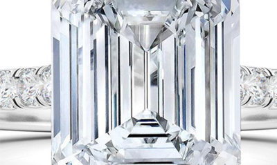Shop Hautecarat Emerald Cut Lab Created Diamond & Pavé 18k Gold Ring In 18k White Gold