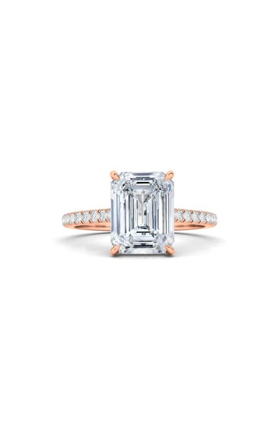 Shop Hautecarat Emerald Cut Lab Created Diamond & Pavé 18k Gold Ring In 18k Rose Gold