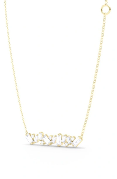 Shop Hautecarat Baguette & Round Lab Created Diamond Pendant Necklace In 18k Yellow Gold