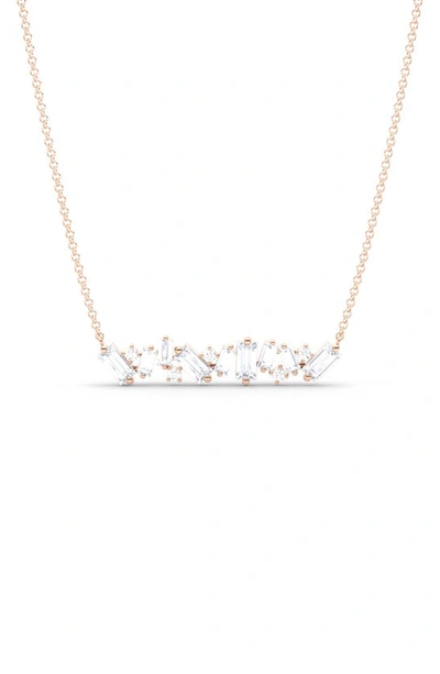 Hautecarat Baguette & Round Lab Created Diamond Pendant Necklace In 18k Rose Gold