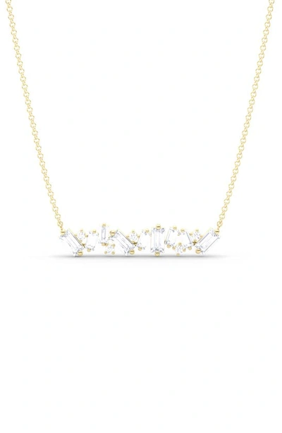 Hautecarat Baguette & Round Lab Created Diamond Pendant Necklace In 18k Yellow Gold