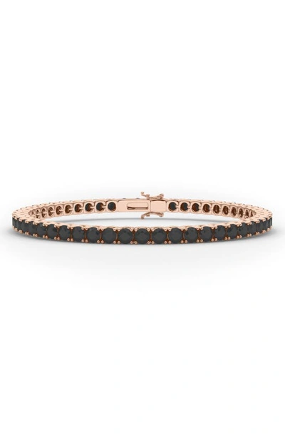 Shop Hautecarat Lab Created Black Diamond Tennis Bracelet In 18k Rose Gold